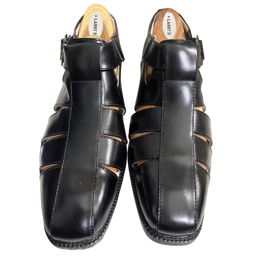 Stacy Adams Mens Black Leather Fisherman Sandals Square Toe Buckle‎ Y2K 25112 12